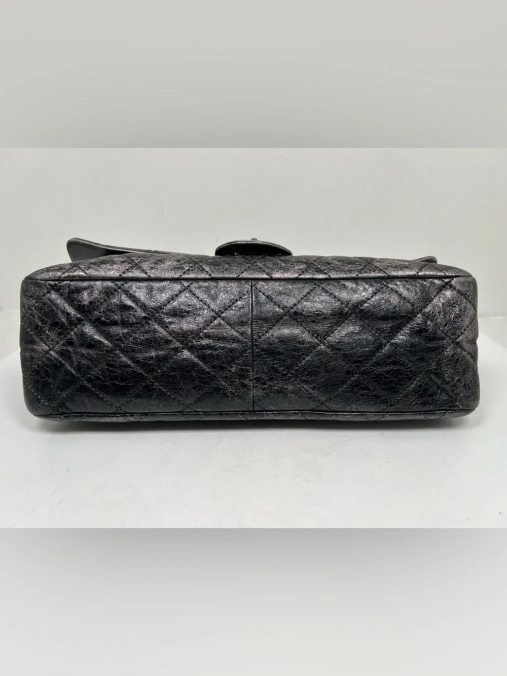 Chanel Quilted Aged Calfskin Silver / Gray Reissue 2.55 Double Flap 227